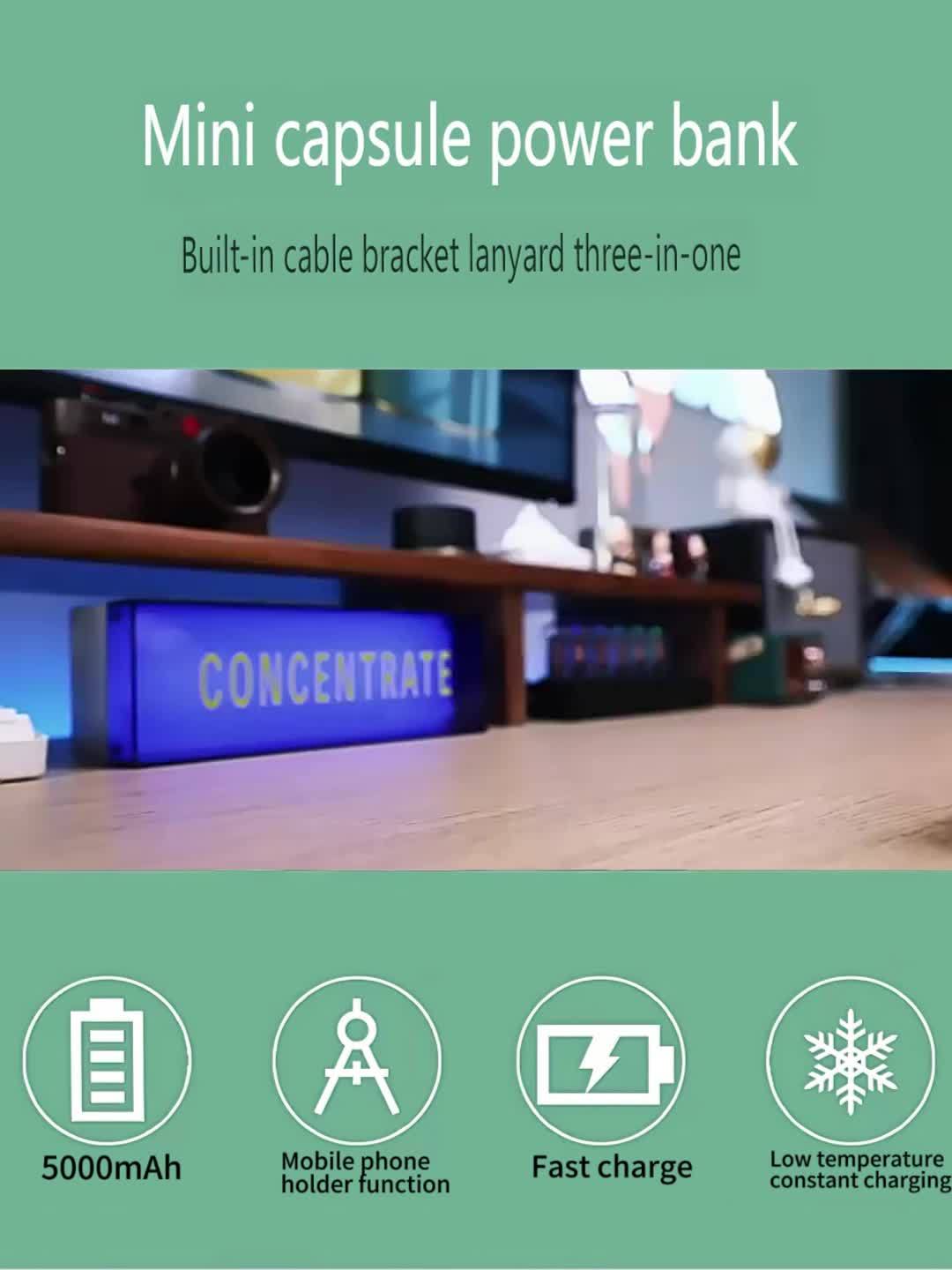 WINSWAY 5000mAh Portable Power Bank – Type-C, Phone Holder