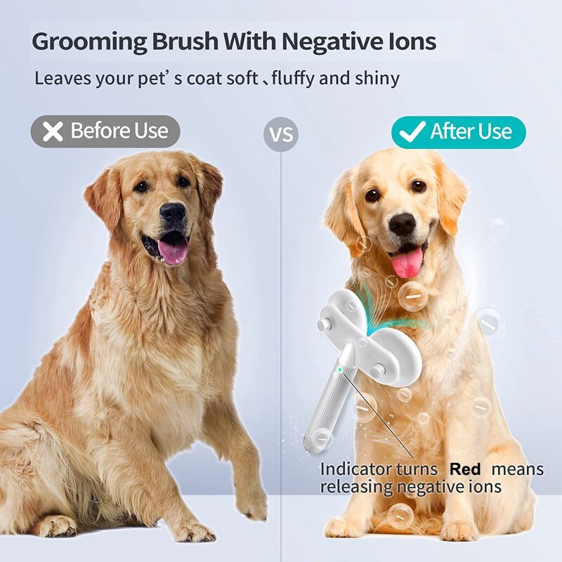 Negative Ion Dual-Head Pet Brush – Self-Cleaning Cat & Dog Grooming Tool