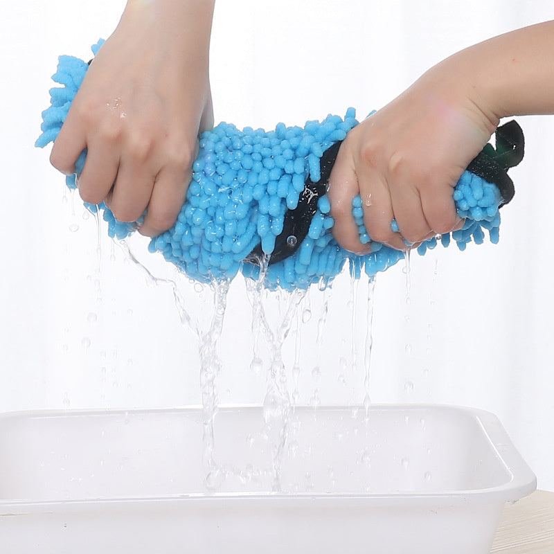 Super Absorbent Chenille Pet Drying Towel – Double Pocket Quick-Dry Towel for Dogs & Cats