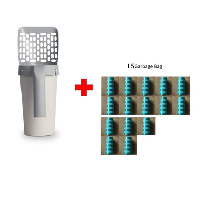 Integrated Cat Litter Scoop with Waste Bag Holder – Hygienic All-in-One Cleaning Tool
