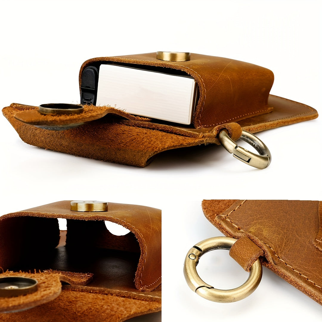 Vintage Top‑Grain Leather Phone Belt Bag for Outdoor Sports