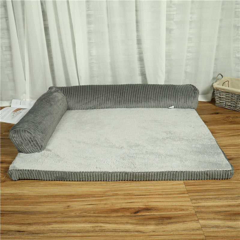 Corduroy Pet Sofa – Washable, Soft Bed for Cats & Dogs (S–XL)