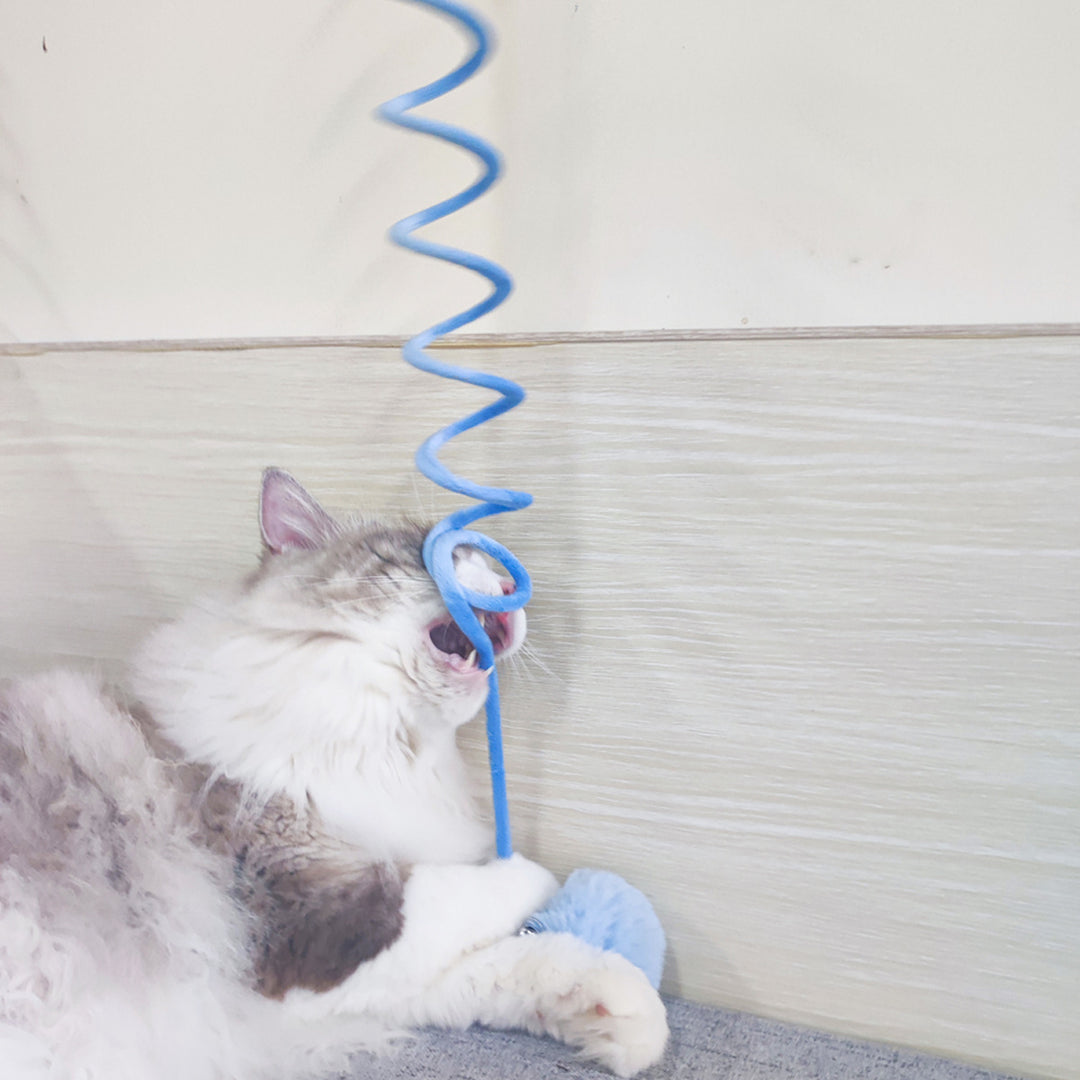 Spring Cat Toy – Plush Bell & Rabbit Hair Ball Interactive Bouncer