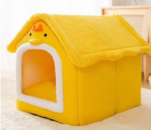 Self-Warming Plush Pet Nest Bed – Cozy Indoor Bed for Cats & Small Dogs