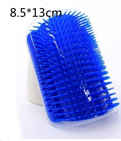 Wall-Mount Cat Self-Grooming Brush – Corner Scratcher & Massager with Catnip