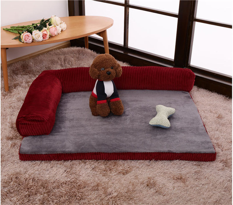 Corduroy Pet Sofa – Washable, Soft Bed for Cats & Dogs (S–XL)