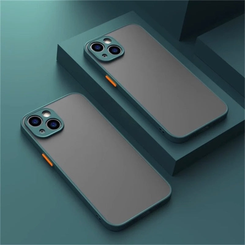 Frosted Acrylic 3D iPhone Case – Drop-Proof Color Block Matte Cover