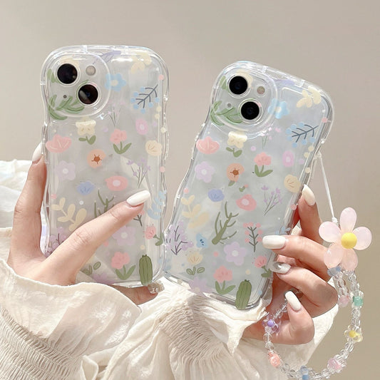 Floral TPU iPhone Case – Confetti Design with Optional Chain Bracelet – phone-case