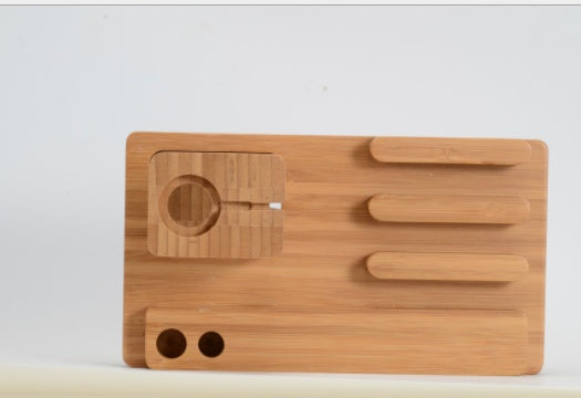 Bamboo Charging Dock – 4-Port USB Stand for Phone, Tablet & Apple Watch