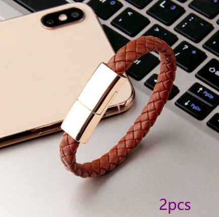 2-in-1 Leather USB Charging Bracelet – Wearable Charging Cable – power-bank