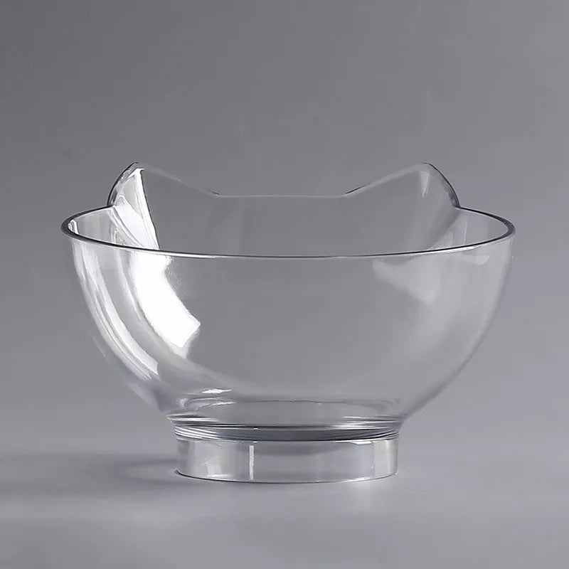 Cat Head Transparent Double Bowl – 15° Tilted Ergonomic Feeder for Cats & Small Dogs