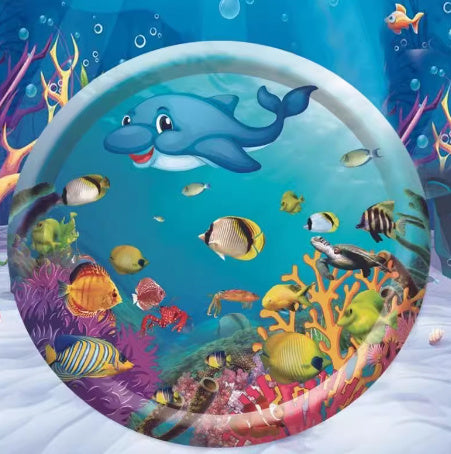 Inflatable Cat Cooling Water Mat – Summer Ice Pad with Ocean Theme (65cm / 100cm)