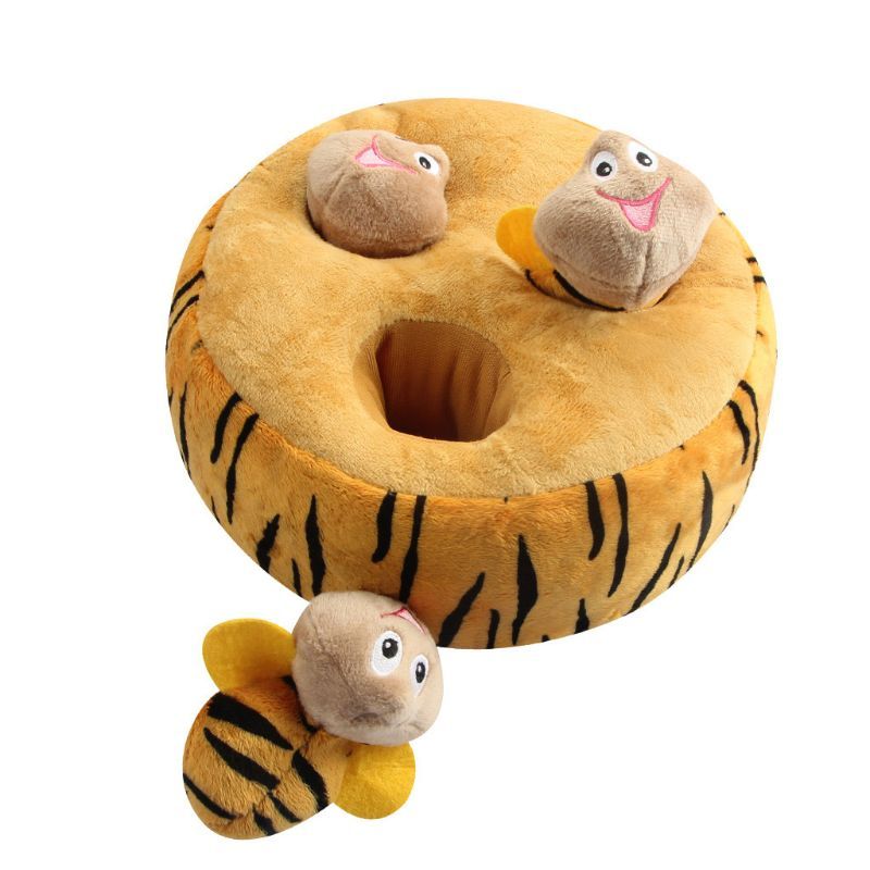 Interactive Bee Plush Dog Toy Set – Mental Stimulation Mat for Small & Medium Dogs