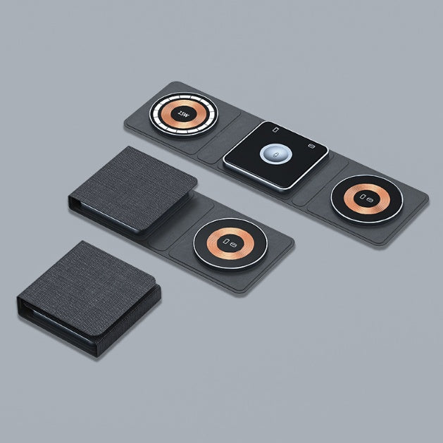 3-in-1 Magnetic Wireless Charging Station – 15 W Foldable MagSafe Hub – power-bank