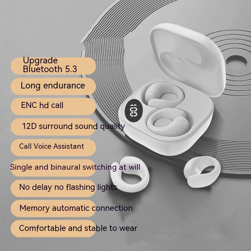 Bluetooth 5.3 LED Ear Clip Wireless Earbuds
