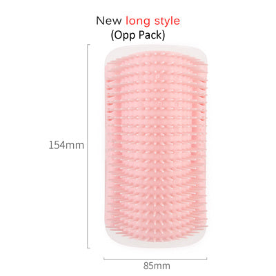 Wall-Mount Cat Self-Grooming Brush – Corner Scratcher & Massager with Catnip
