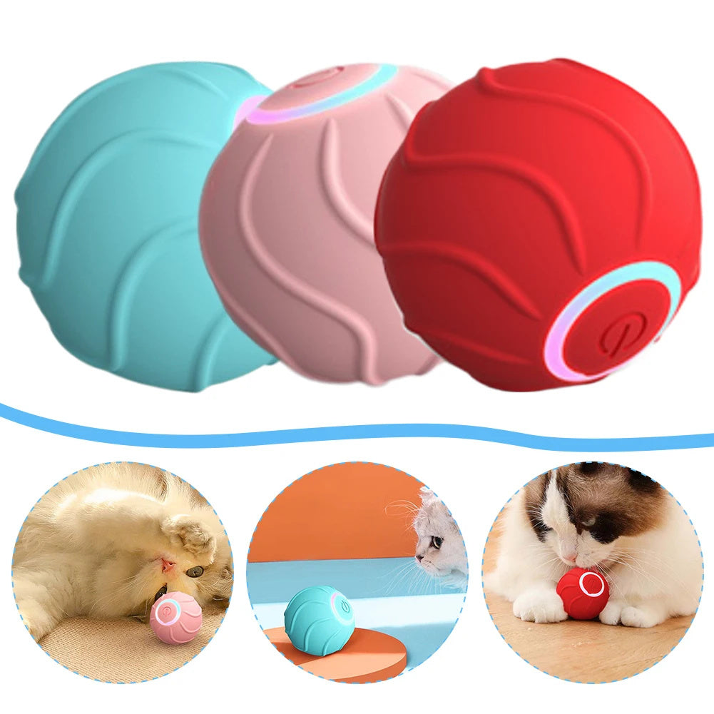 Automatic Self-Moving Silicone Cat Toy Ball – Hands-Free Rolling Toy for Indoor Cats