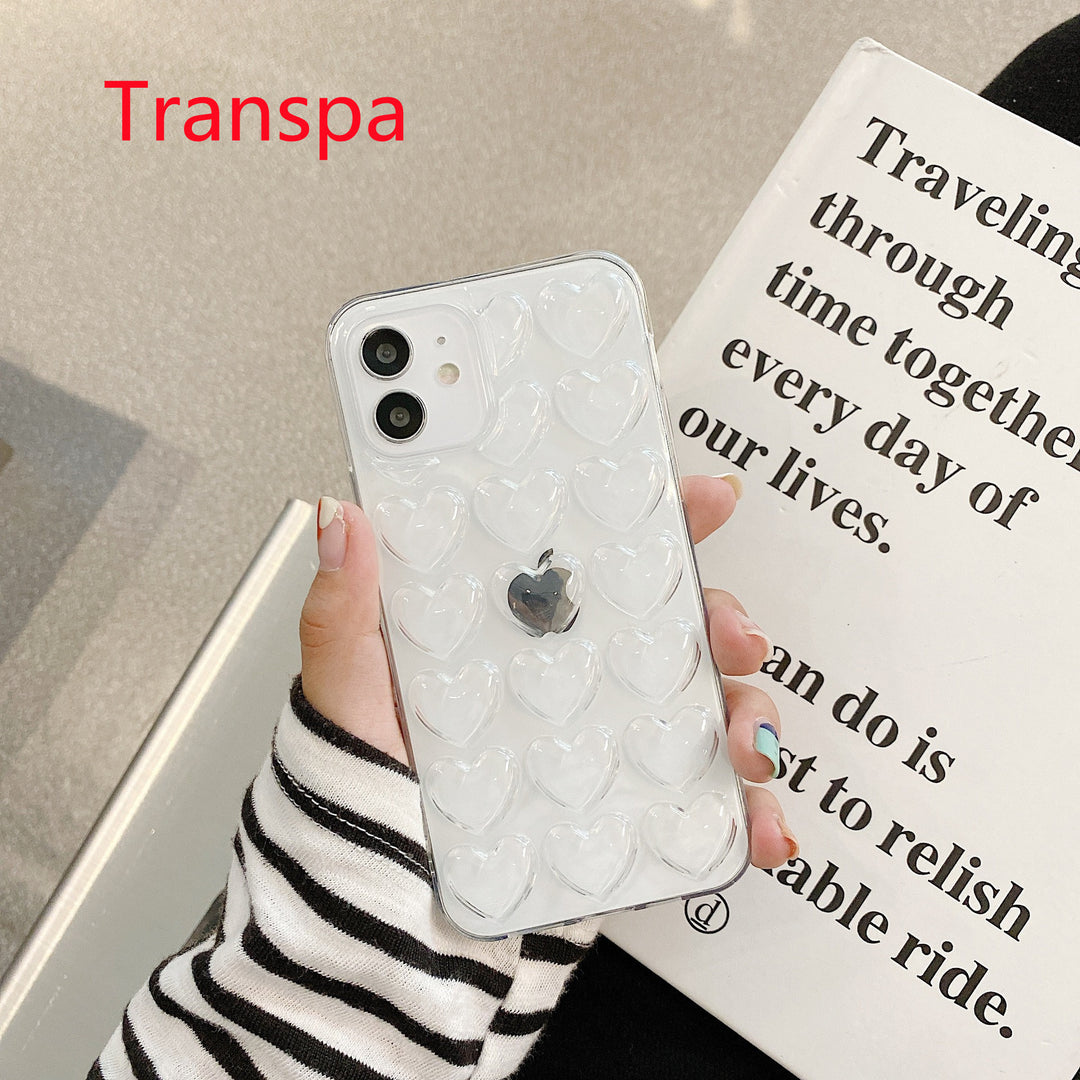 3D Love TPU iPhone Case – Cute Korean Style Heart Pattern Cover – phone-case