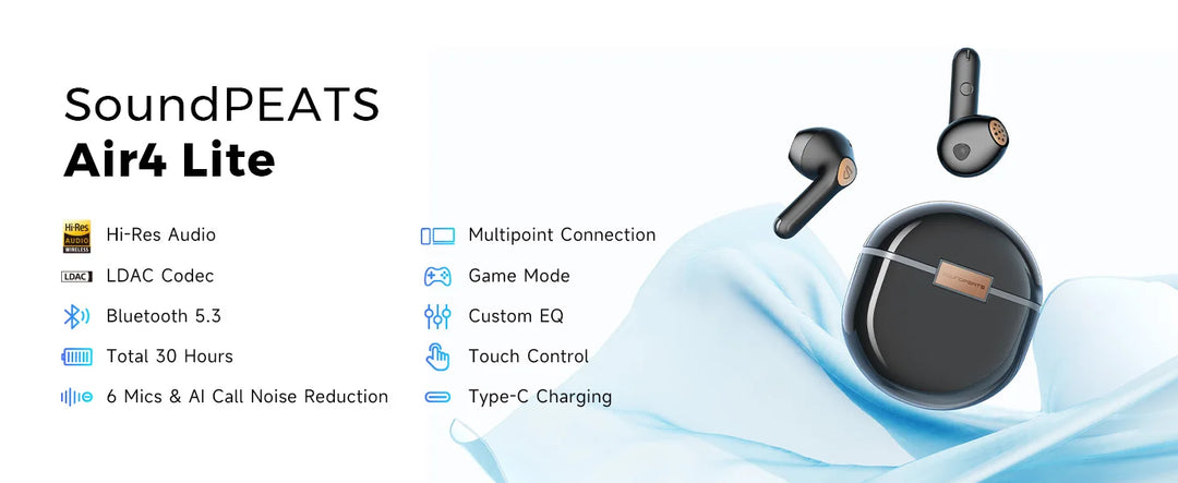 SoundPEATS Air4 Lite – Hi-Res Bluetooth 5.3 Earbuds