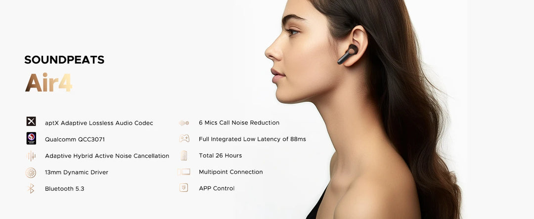 SoundPEATS Air4 Earbuds – ANC, aptX Lossless, 26H Playtime – audio-accessory