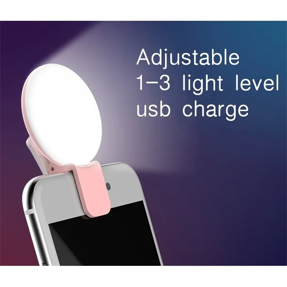 Portable LED Selfie Ring Light – USB Rechargeable Clip-On for iPhone & Android