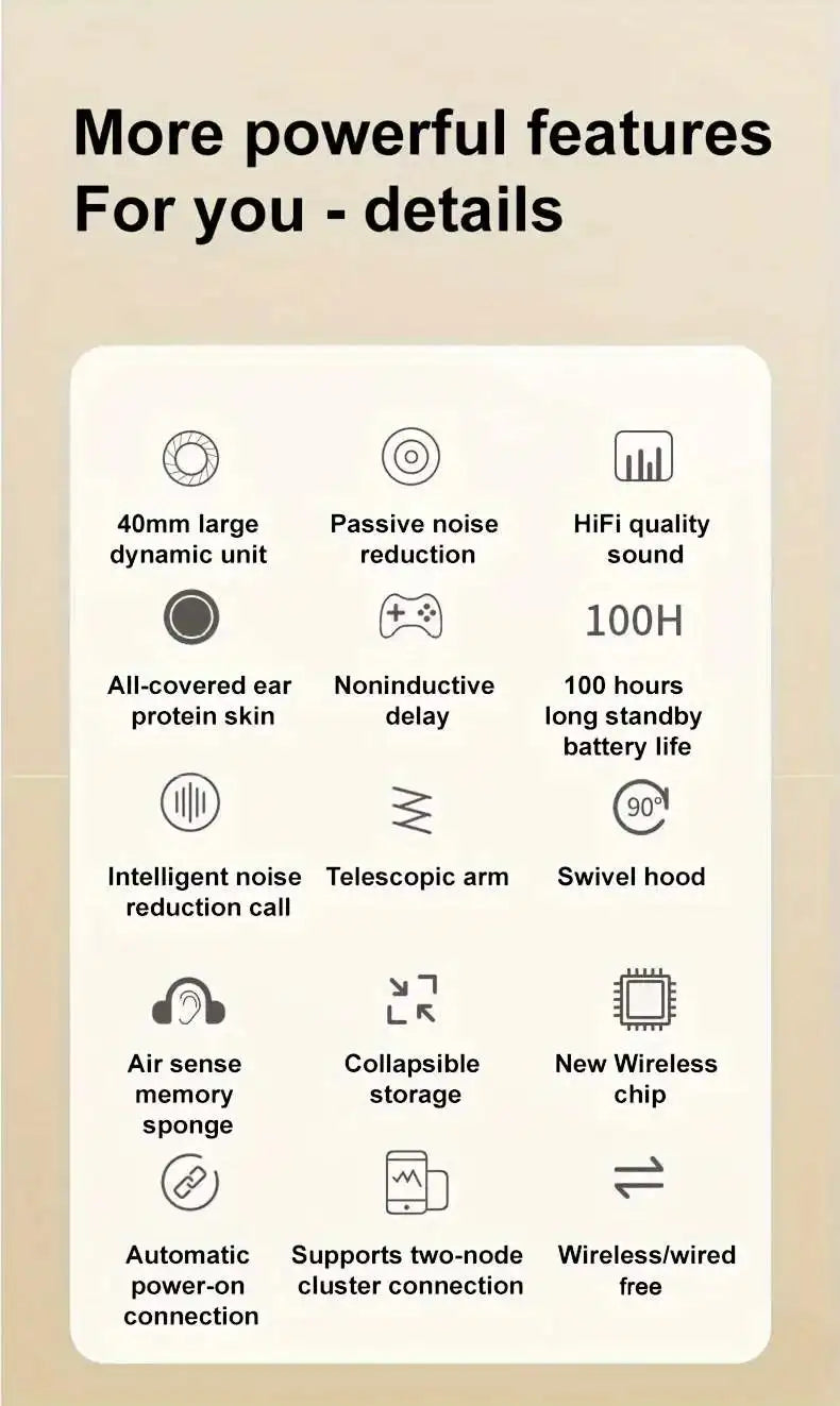 Aolon Bluetooth 5.3 Headphones – ANC, HiFi Stereo, Over-Ear