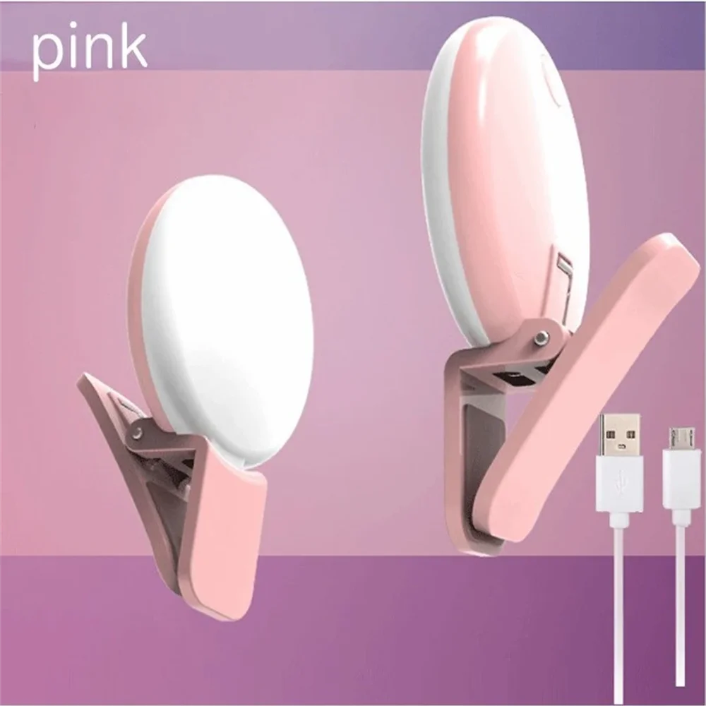 Portable LED Selfie Ring Light – USB Rechargeable Clip-On for iPhone & Android