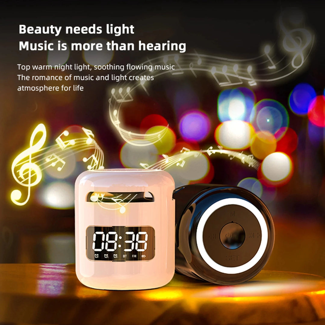Lefon JM01 Bluetooth Speaker with Alarm Clock, Night Light & FM Radio – 5W 360° Mini Sound