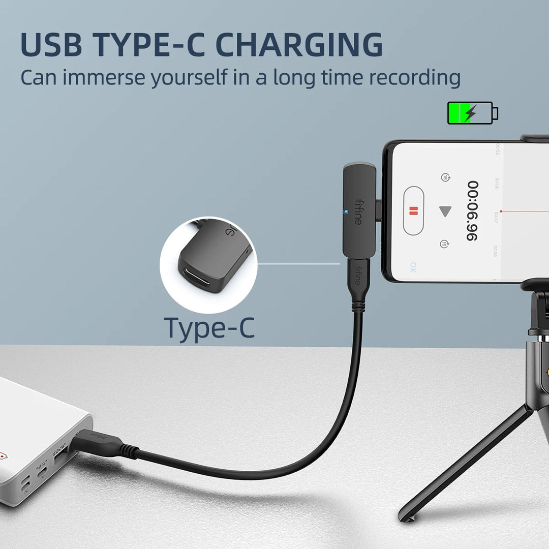 FIFINE Wireless Lavalier Microphone M6 – USB-C Mic for Phone, Tablet & PC (16bit/48kHz)