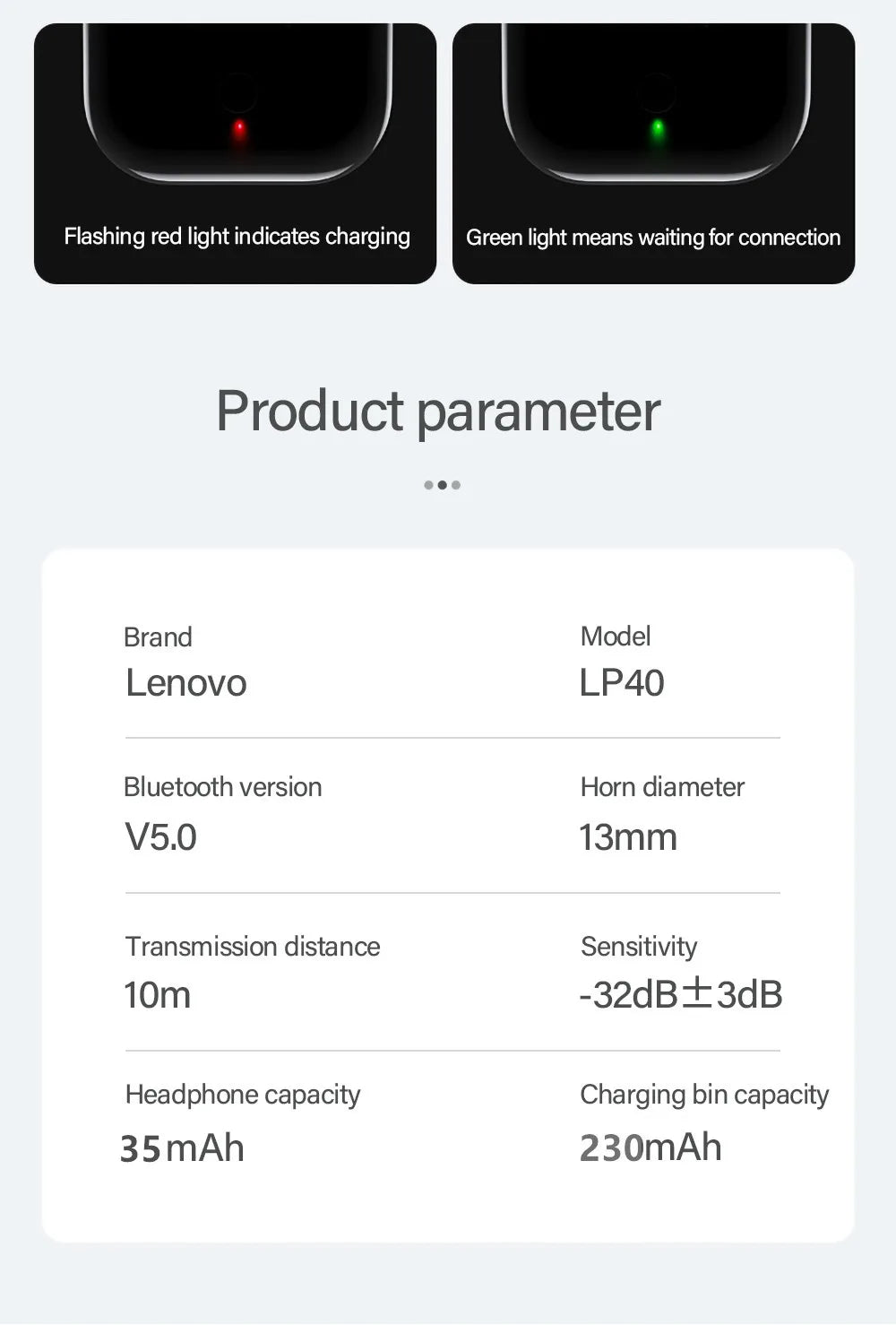 Lenovo LP40 Wireless Earbuds – Bluetooth 5.0 HiFi Sound + Waterproof Charging Case