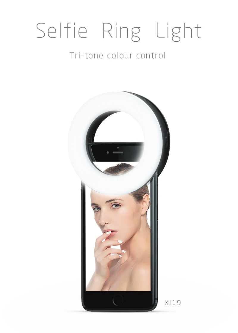 SZKOSTON USB Rechargeable Selfie Ring Light with Clip – 3 Modes