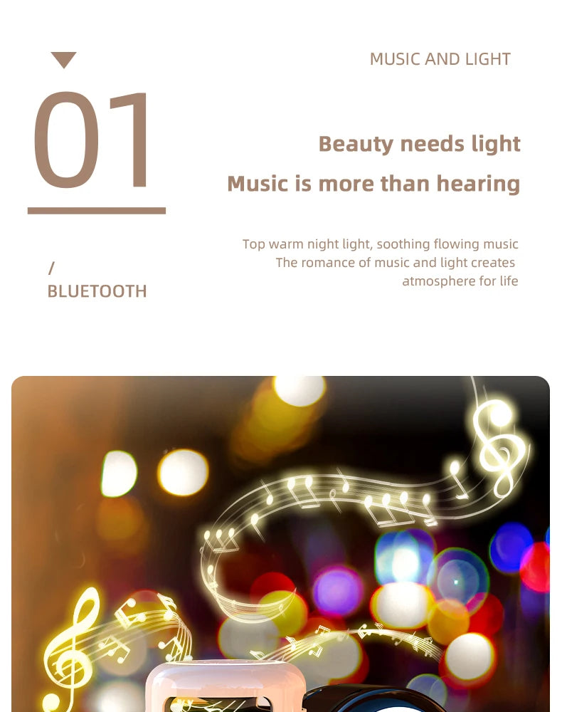 Lefon JM01 Bluetooth Speaker with Alarm Clock, Night Light & FM Radio – 5W 360° Mini Sound