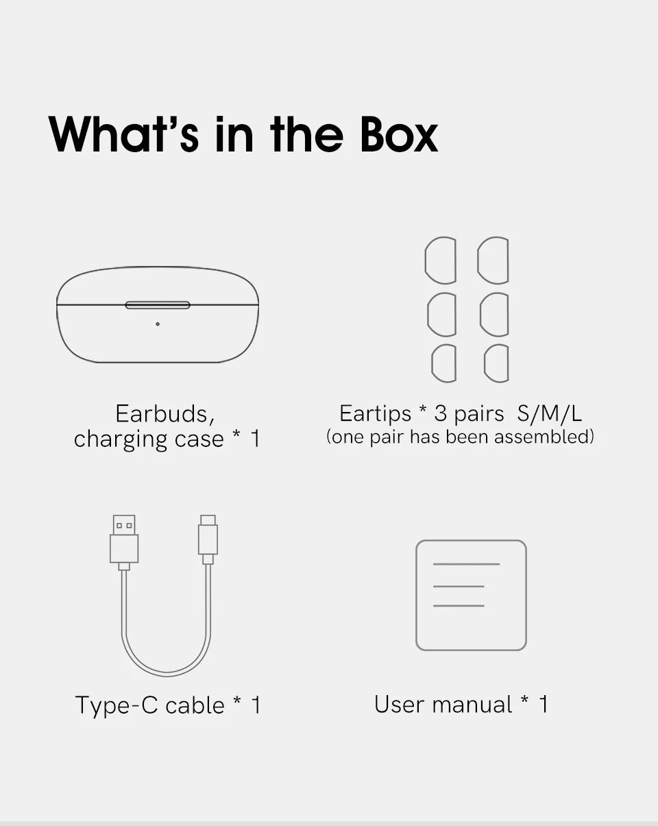 QCY T17 Bluetooth 5.1 Earbuds – 26H Battery, HIFI Sound