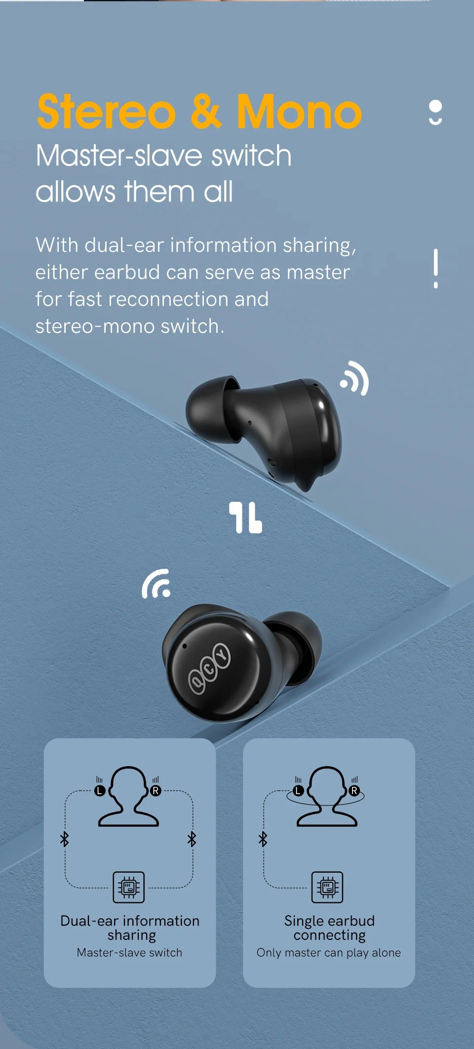 QCY T17 Bluetooth 5.1 Earbuds – 26H Battery, HIFI Sound