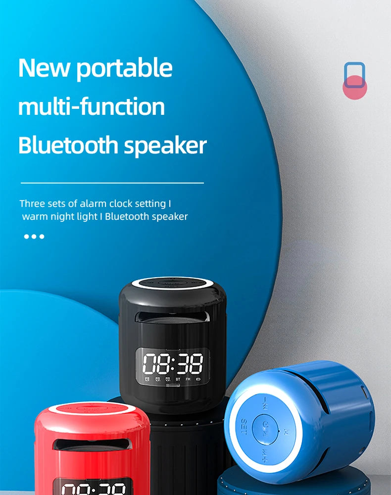 Lefon JM01 Bluetooth Speaker with Alarm Clock, Night Light & FM Radio – 5W 360° Mini Sound