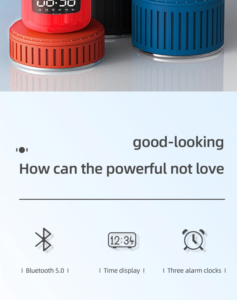 Lefon JM01 Bluetooth Speaker with Alarm Clock, Night Light & FM Radio – 5W 360° Mini Sound