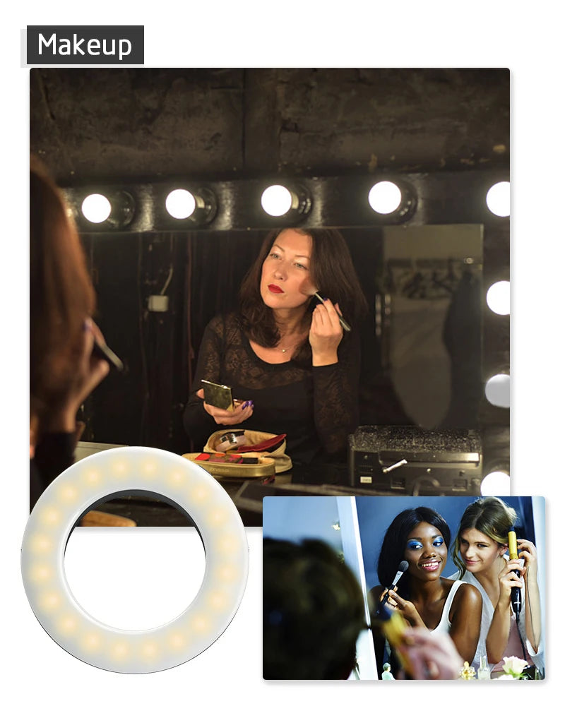 SZKOSTON USB Rechargeable Selfie Ring Light with Clip – 3 Modes