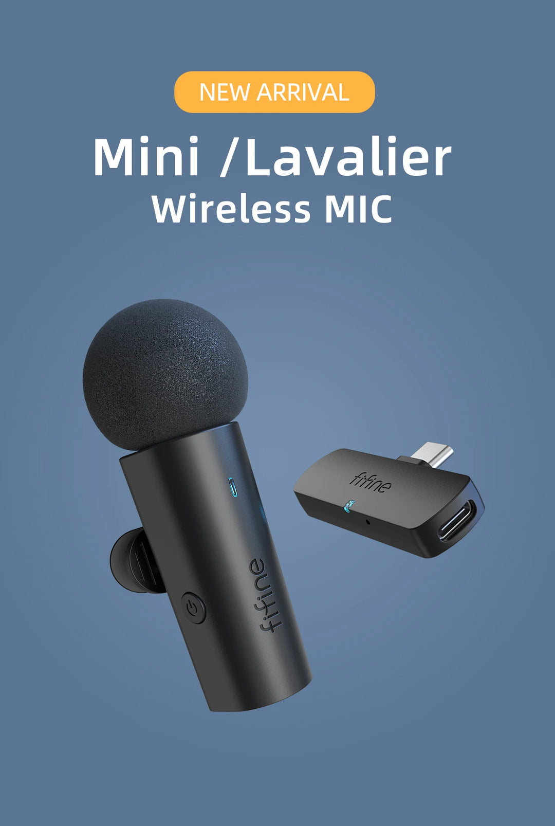 FIFINE Wireless Lavalier Microphone M6 – USB-C Mic for Phone, Tablet & PC (16bit/48kHz)