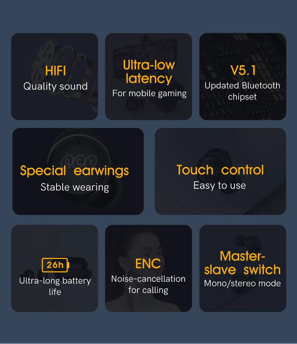 QCY T17 Bluetooth 5.1 Earbuds – 26H Battery, HIFI Sound