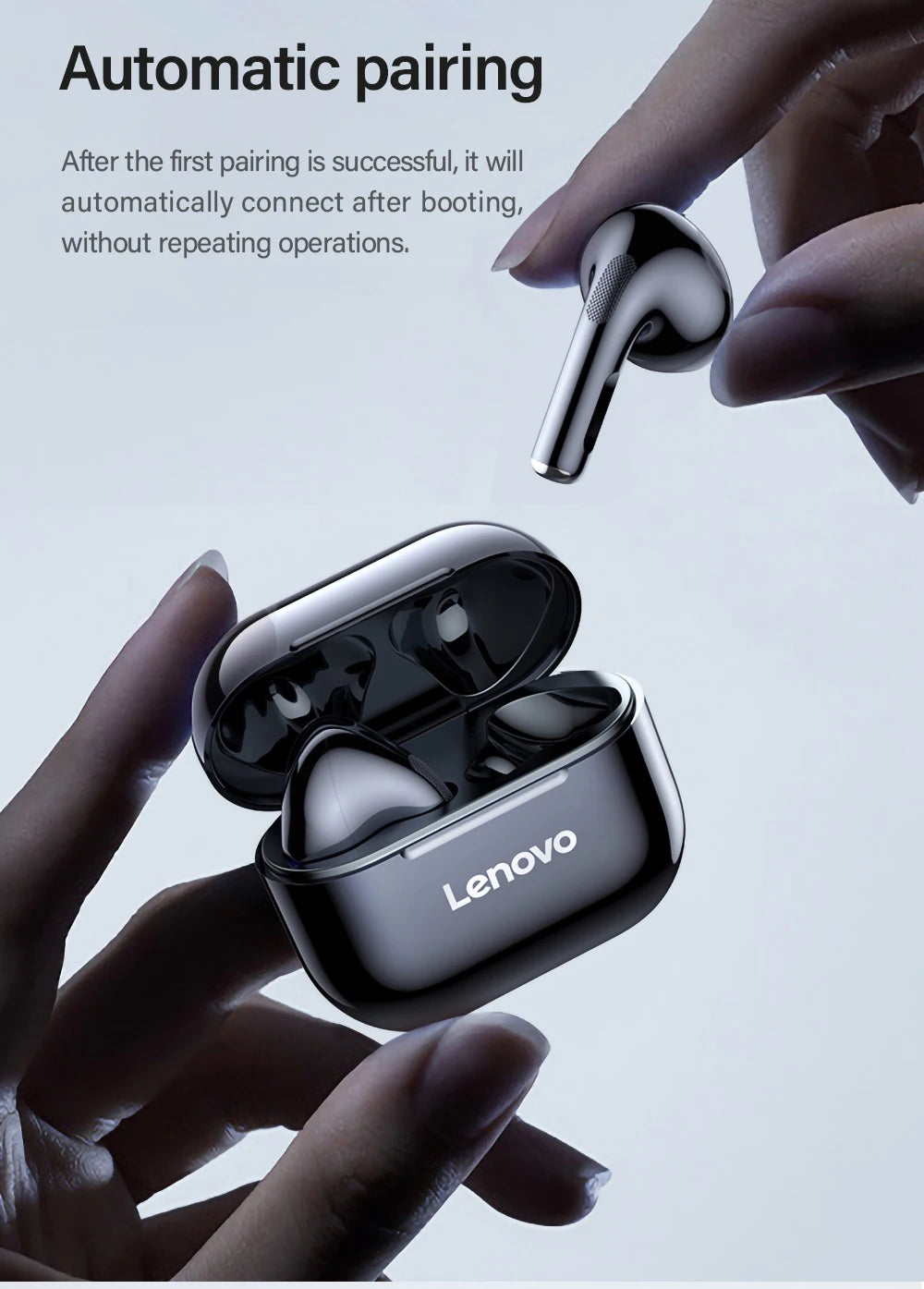 Lenovo LP40 Wireless Earbuds – Bluetooth 5.0 HiFi Sound + Waterproof Charging Case