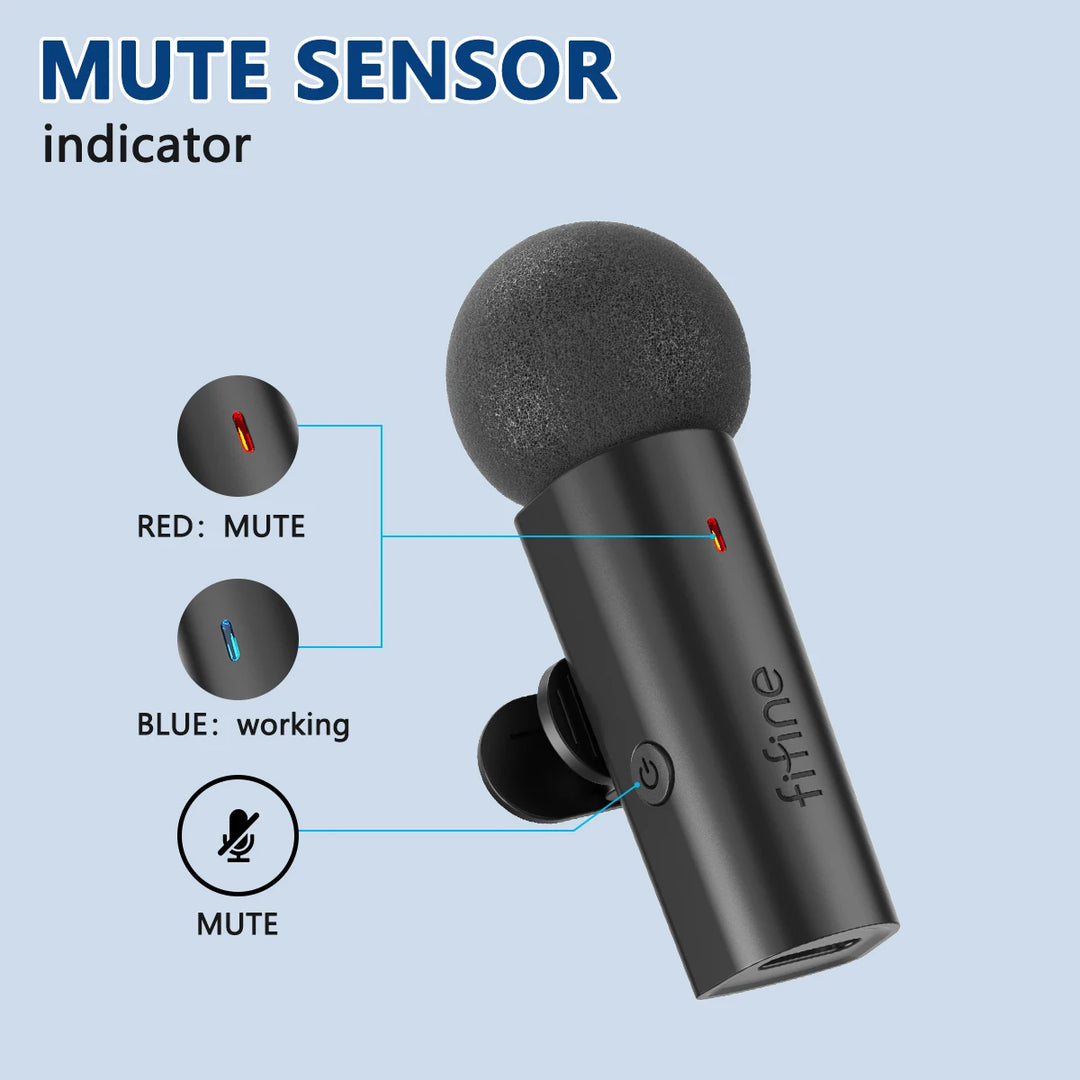 FIFINE Wireless Lavalier Microphone M6 – USB-C Mic for Phone, Tablet & PC (16bit/48kHz)