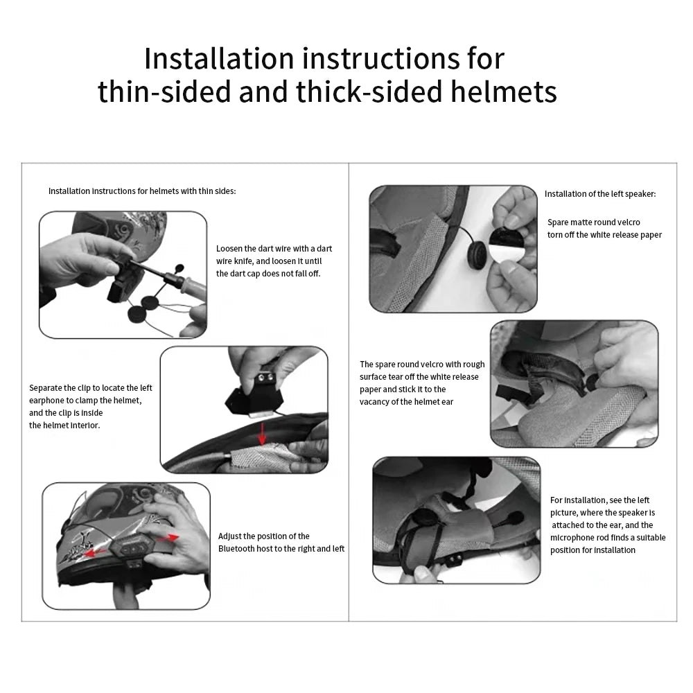 Kebidumei BT12 Motorcycle Helmet Headset – Bluetooth 5.0, Noise Reduction