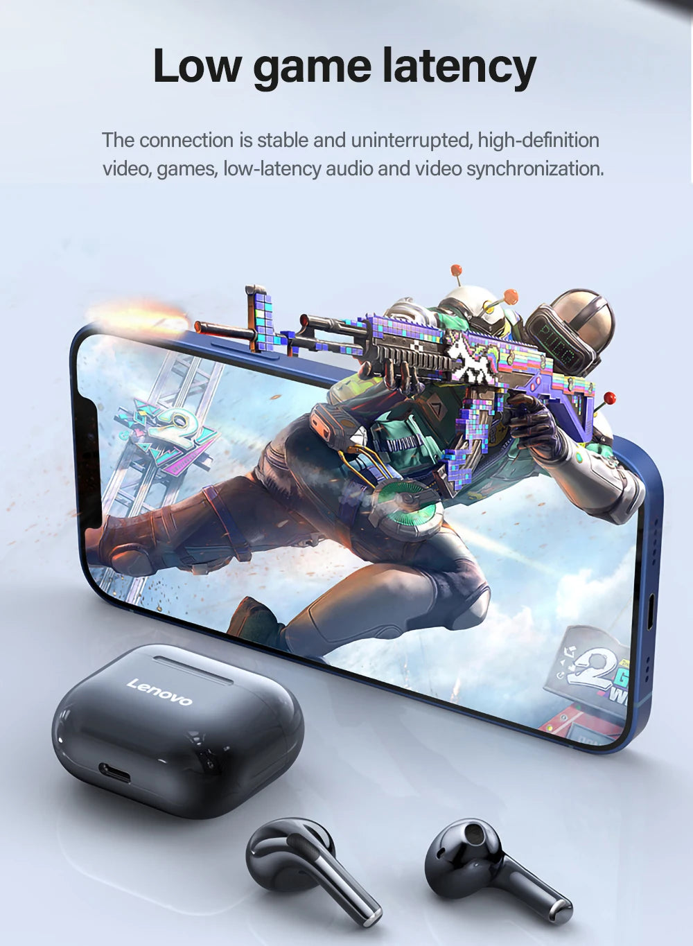 Lenovo LP40 Wireless Earbuds – Bluetooth 5.0 HiFi Sound + Waterproof Charging Case