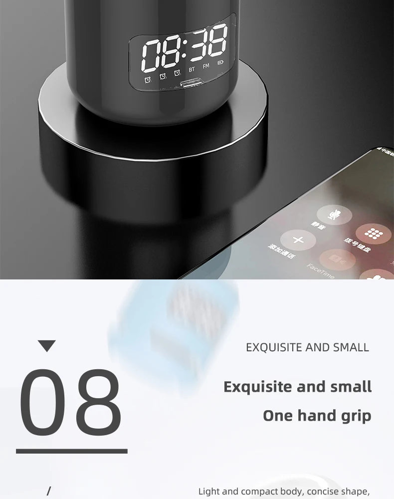 Lefon JM01 Bluetooth Speaker with Alarm Clock, Night Light & FM Radio – 5W 360° Mini Sound