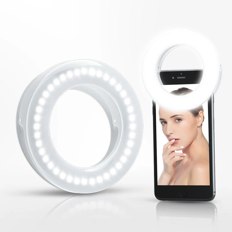 SZKOSTON USB Rechargeable Selfie Ring Light with Clip – 3 Modes