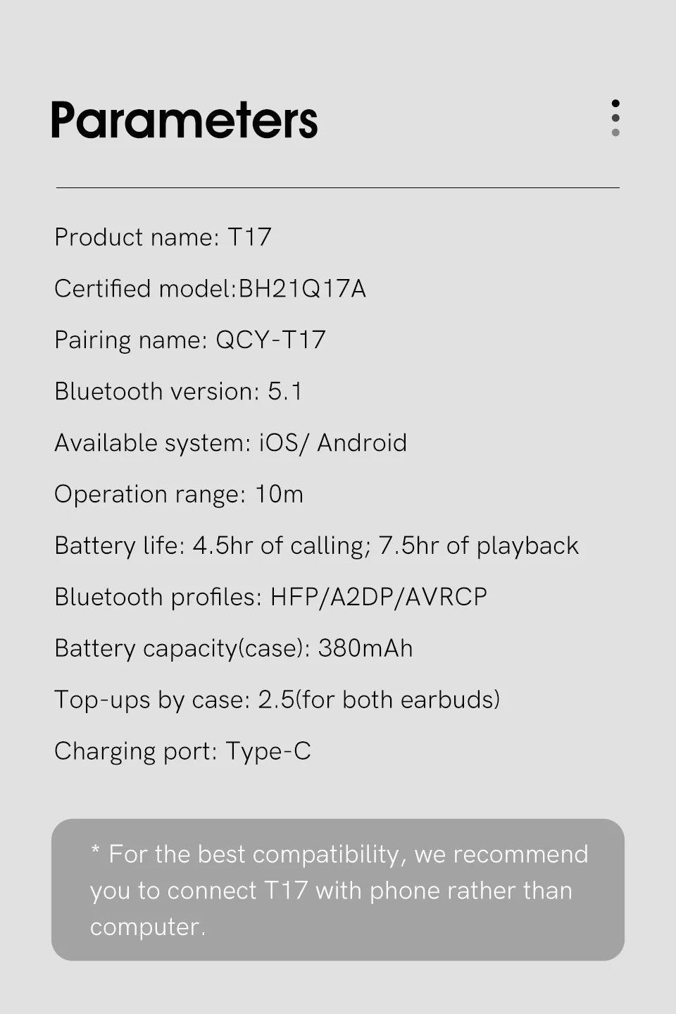 QCY T17 Bluetooth 5.1 Earbuds – 26H Battery, HIFI Sound