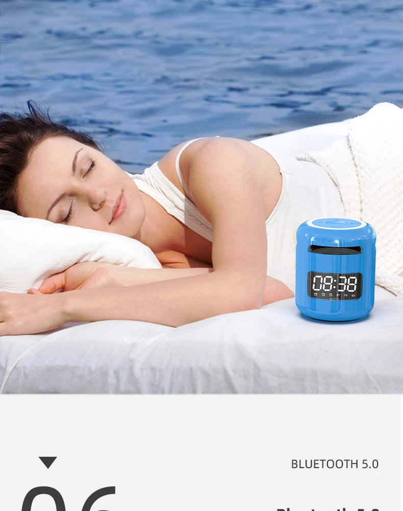Lefon JM01 Bluetooth Speaker with Alarm Clock, Night Light & FM Radio – 5W 360° Mini Sound