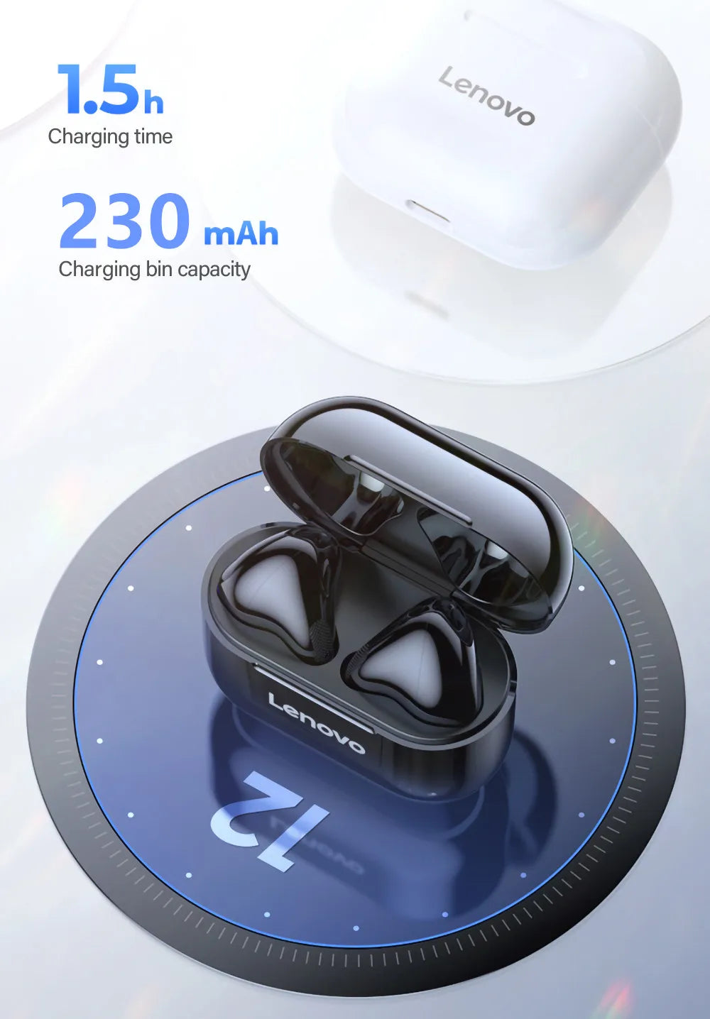 Lenovo LP40 Wireless Earbuds – Bluetooth 5.0 HiFi Sound + Waterproof Charging Case