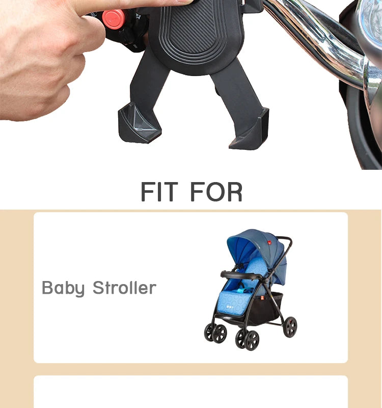 Universal 360° Stroller & Bike Phone Mount – Hands-Free Holder for Parents on the Go