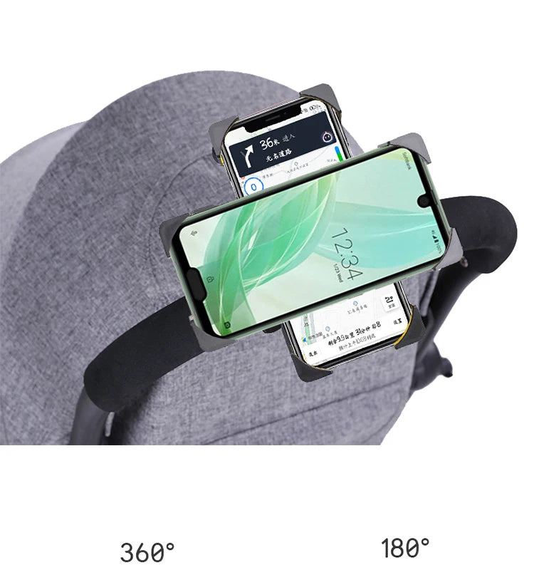 Universal 360° Stroller & Bike Phone Mount – Hands-Free Holder for Parents on the Go